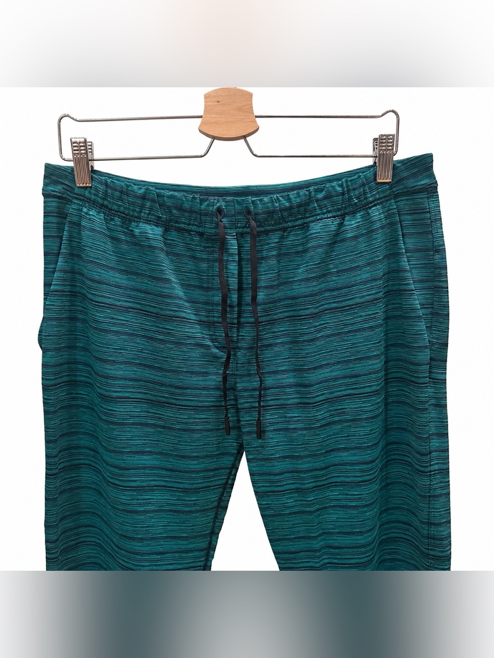 lululemon Vintage Jet Crop Slim Pants Green Blue Stripe Size 10 - Picture 3 of 10